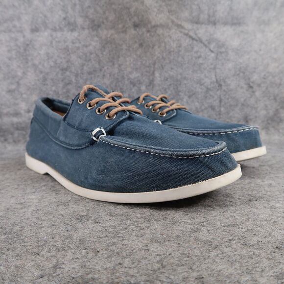 Old Navy Shoes Mens 10 Casual Boat Canvas Lace Up Moc Toe Blue Classic Peppy Low - Picture 1 of 12